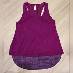 Lole Women's Purple Tank Top with Patterned Hem Size M